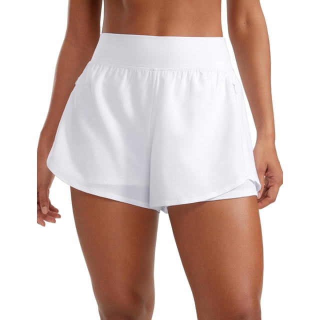 Shorts CRZ YOGA para correr y tenis, tiro alto, 3" blanco XS