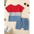 thumbnail image 5 of Infant Baby Boys Summer Clothes Solid Color Short Sleeve T-Shirt and Drawstring Shorts Set 2Pcs Toddler Outfits, 5 of 10