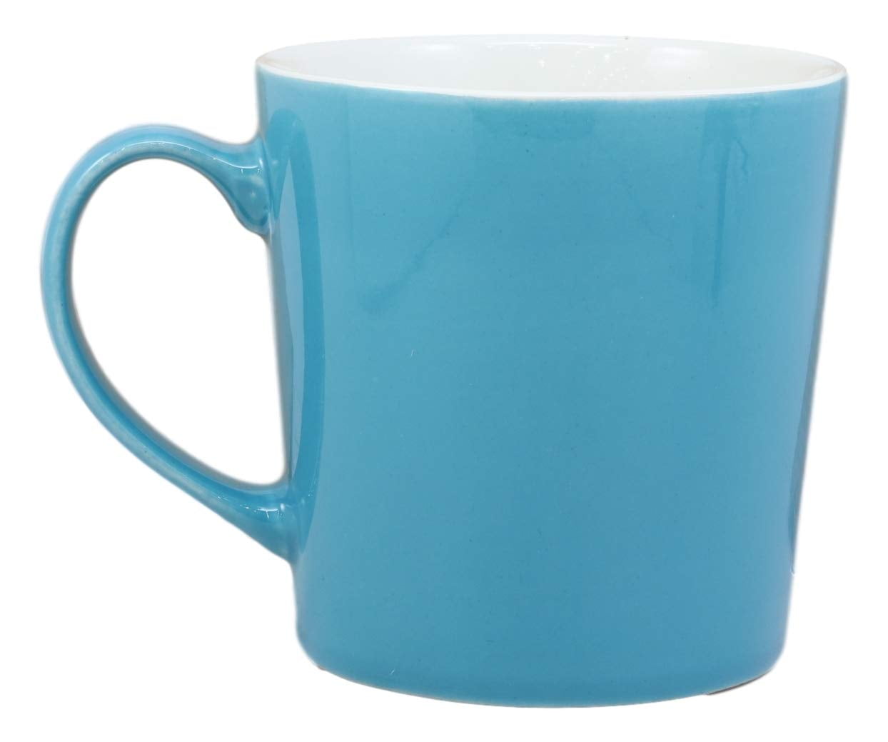 Glazed Celadon Ceramic 10 oz Mug with Brown Accents - Light Blue Elephant  Herd