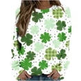 thumbnail image 2 of jsaierl Womens St. Patrick's Day Sweatshirt Casual Long Sleeve Clover Print Tee Irish Crew Neck Cute Tops Dressy Casual T-Shirt Blouse Lucky Shirt, 2 of 5