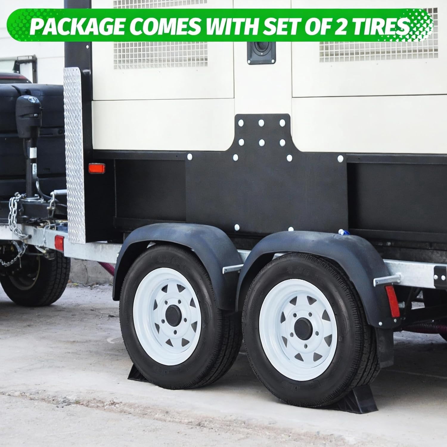 2 Pack ST175/80D13 Trailer Tire and Wheel 5 Lug on 4.5 In Load Range C 1360 lbs Capacity 13 In Rim