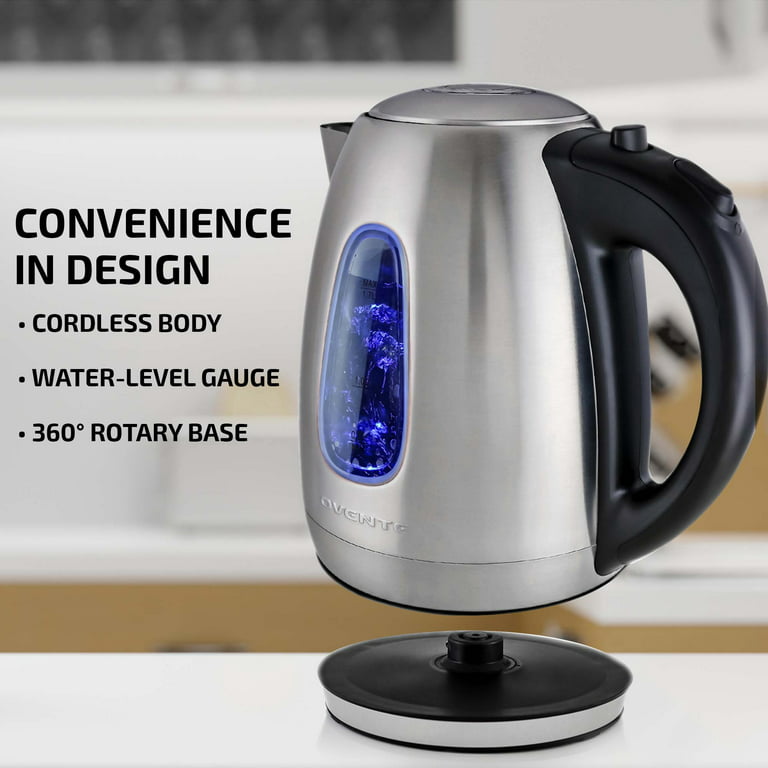 Susteas Retro Electric Kettle 1.8L, Stainless Steel Portable Fast Boiling,  Cordless with LED Light, Unique Appearance with Temperature Control, Auto