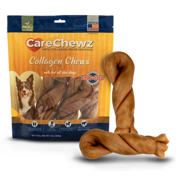 Pet Factory CareChewz Collagen 6-7" Twist Keys Dog Chew Treats - Chicken Flavor, 6 Count/1 Pack