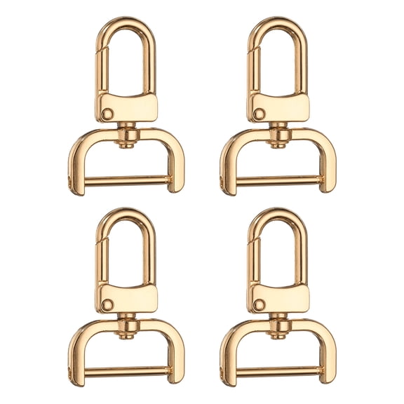Uxcell 4pcs Detachable Snap Hook Swivel Clasp 1" Metal D-Rings Clasp, Light Gold