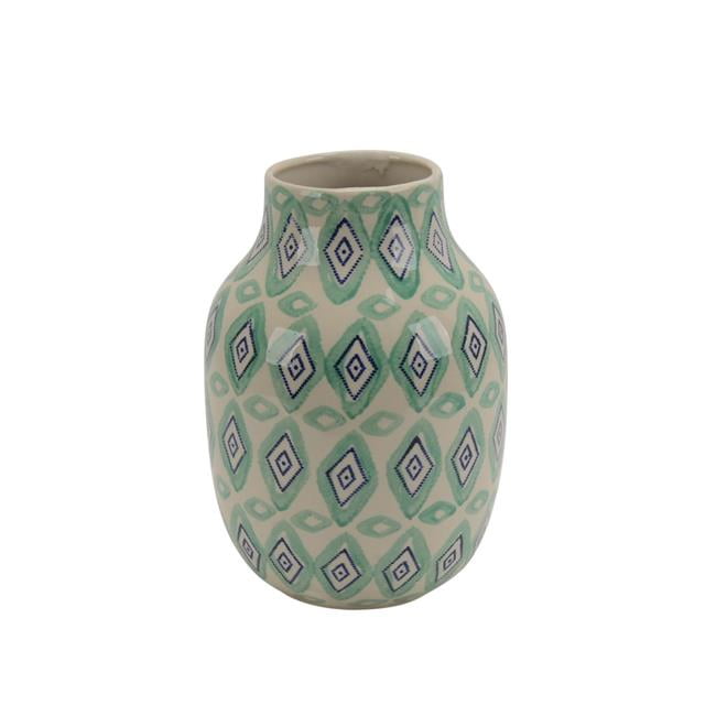 Benzara BM188176 Ceramic Decorative Vase with Design Pattern Multicolor