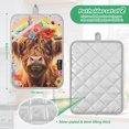 thumbnail image 3 of Pot Holders Set of 2 Heat Resistant 338℉ Kitchen Oven Gloves Potholder Cooking Baking Microwave Mitts Highland Cow Flowers Rainbow, 3 of 7
