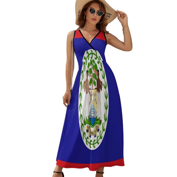 Flag Of Belize Dress Fashion Boho Beach Long Dresses Female Party Printed Maxi Dress
