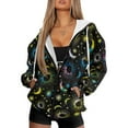 thumbnail image 4 of SCRAWLGOD Galaxy Women's Zip Up Hoodies Lightweight Oversized Sweatshirt for Women Trendy Drawstring Womens Hoodies Graphic Size M Loose Sweater Women Trendy, 4 of 7