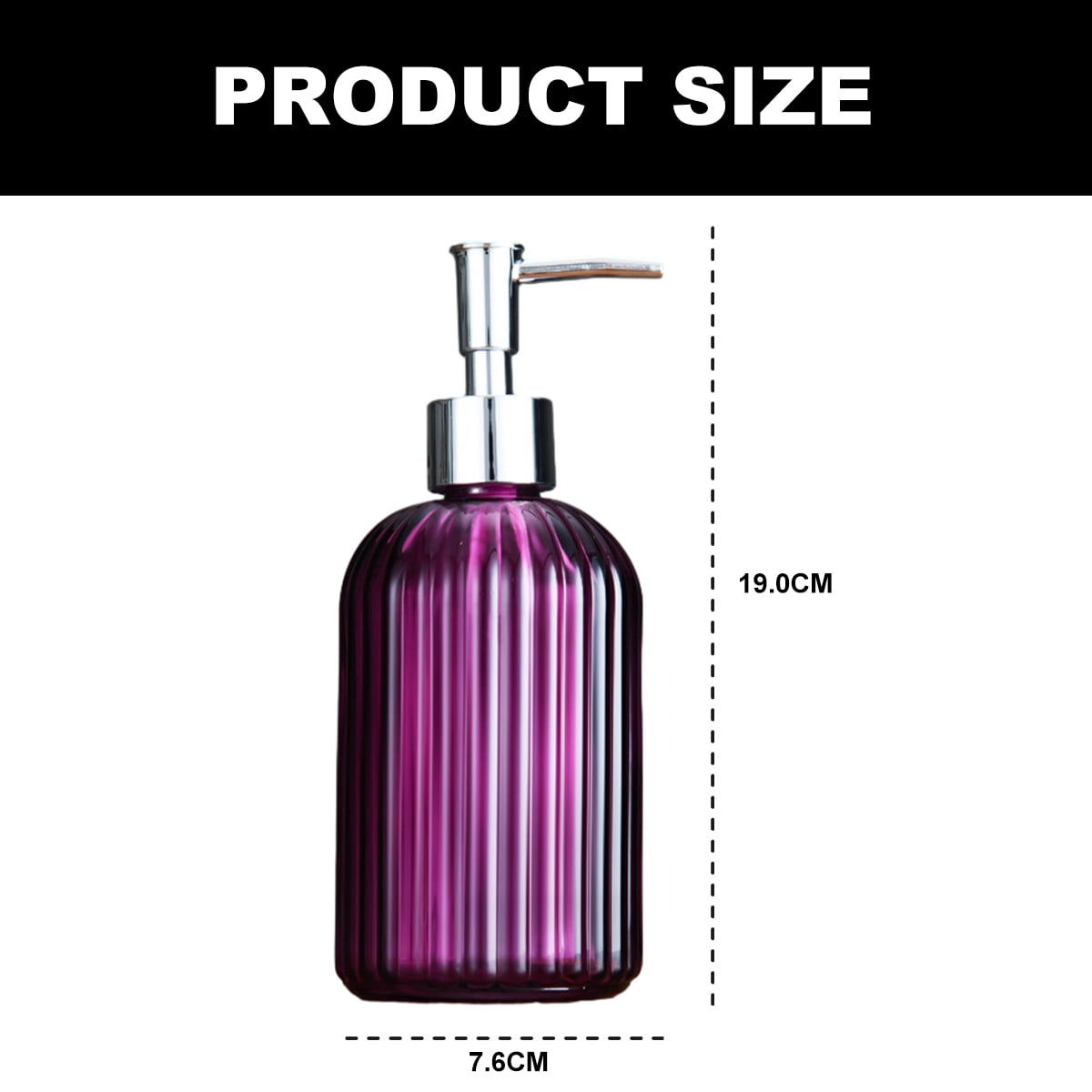 Clear Glass Soap Dispenser With Rust-Proof Stainless Steel Pump Refillable Bathroom - purple