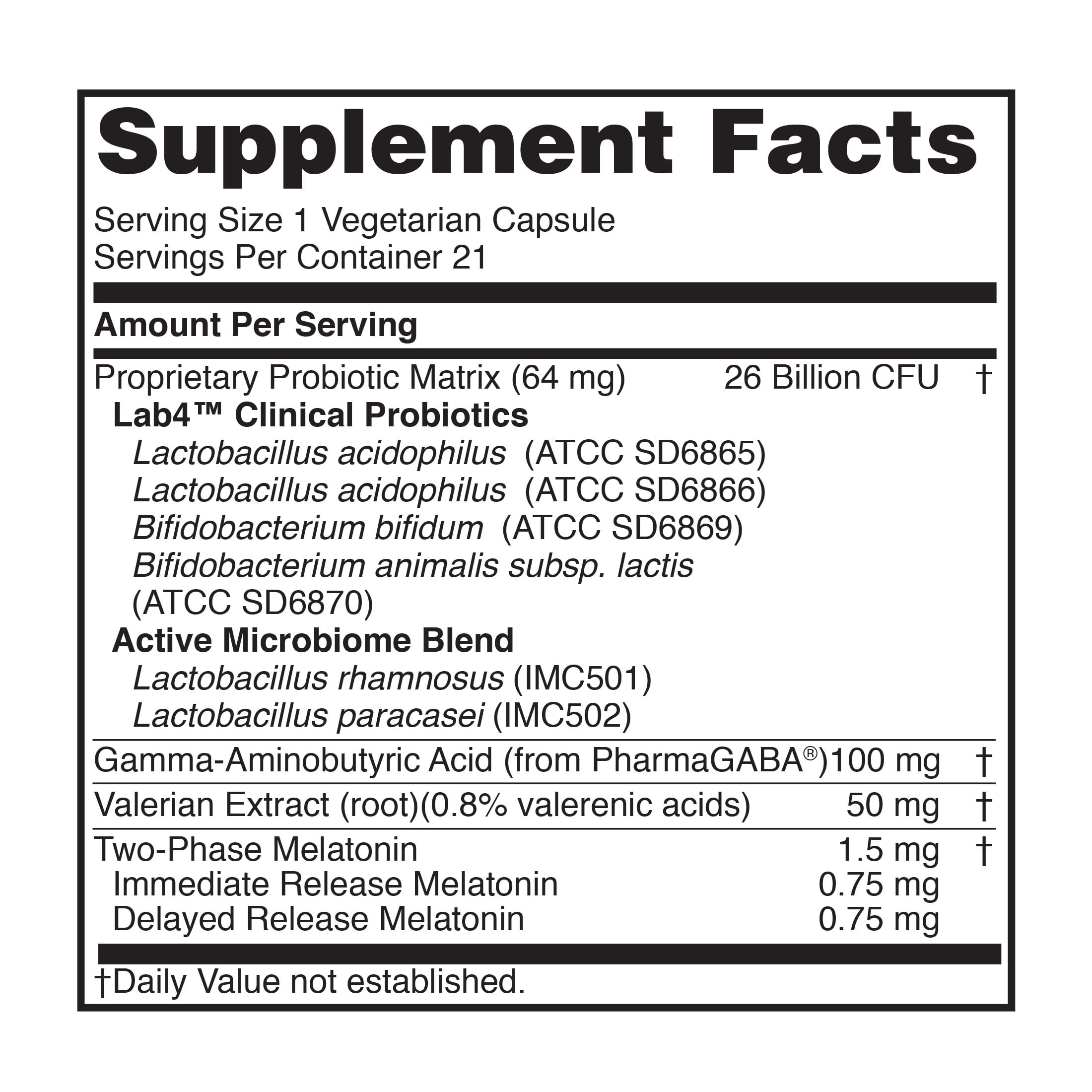 Peptiva Probiotics + Sleep Support, 26 Billion CFUs, Multi-Strain Probiotics, 21 Count, Adult
