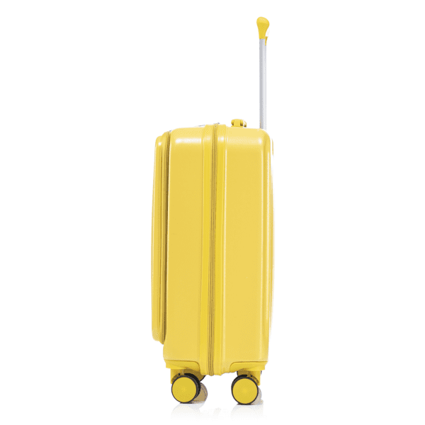 14"/20" in ABS Spinner Wheel Luggage, 2Pcs/Set with Combination Lock and Front Opening Design, 14" Cosmetic Case (Yellow)