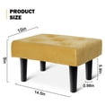 thumbnail image 2 of Taburete otomano HOUCHICS con patas de madera de terciopelo, amarillo, paquete de 1, 2 of 9