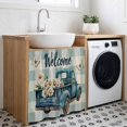 thumbnail image 3 of Blue Truck Spring Floral Cabinet Curtain 35"Wx35"L,Dustproof Under Sink Skirt W/ Self Adhesive Tape,Teal Plaid Butterflies Vintage Cabinet Curtain Cover for Kitchen Sink,Bathroom Vanity,Laundry Room, 3 of 9