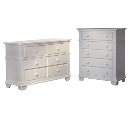 Home Square 2-Piece Set with 5-Drawer Dresser & Double Dresser