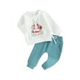 thumbnail image 2 of Douhoow Baby Boy Easter Outfits Toddler Long Sleeve Carrot Bunny Sweatshirt and Elastic Pants Fall 2 Piece Clothes, 2 of 9