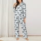 thumbnail image 2 of Balery Cow With Fresh Milk Conjunto de Pijama con Estampado para Mujer, Conjunto de Dos Piezas con Manga Larga, Ropa de Dormir Suave con Bolsillos, Pijamas Cómodos-XX-Large, 2 of 7