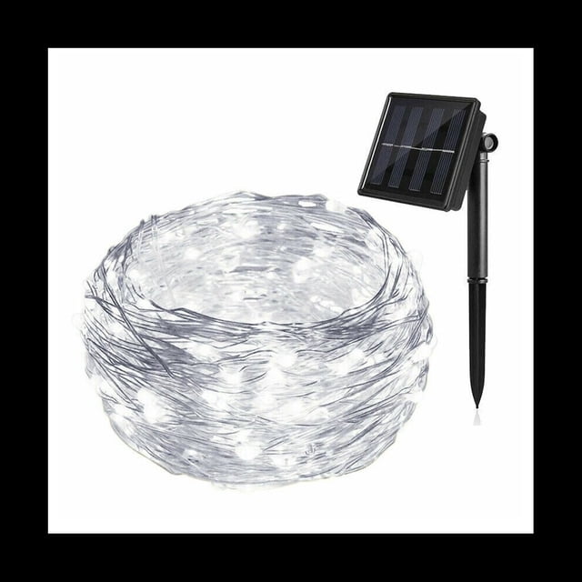 Luces con EnergíA Solar 100 Luces LED de Hadas para IluminacióN NavideñA Al Aire Libre Patio Calle JardíN DecoracióN 10 M Blanco