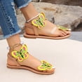 thumbnail image 6 of Oversized Flat Bottomed Sandals Yellow Butterflys Embroidery Decoration Beach Shoe Cover Toe Sandals Sandals for Women 2025 Yellow 36, 6 of 7