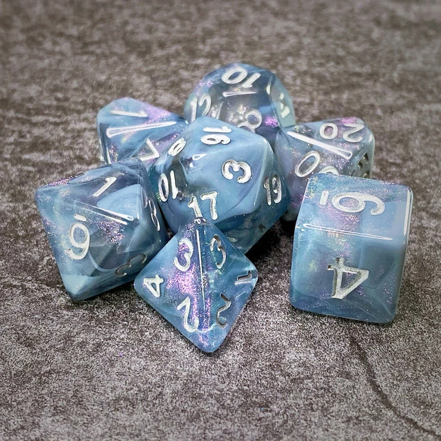 Sage'S Shards -Grey/Transparent Glitter Polyhedral Dice Set Dnd Dungeons Dragons