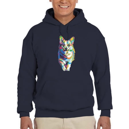 Colorful Welsh Corgi Walking Hoodie Men -Image by Shutterstock Male x-Large