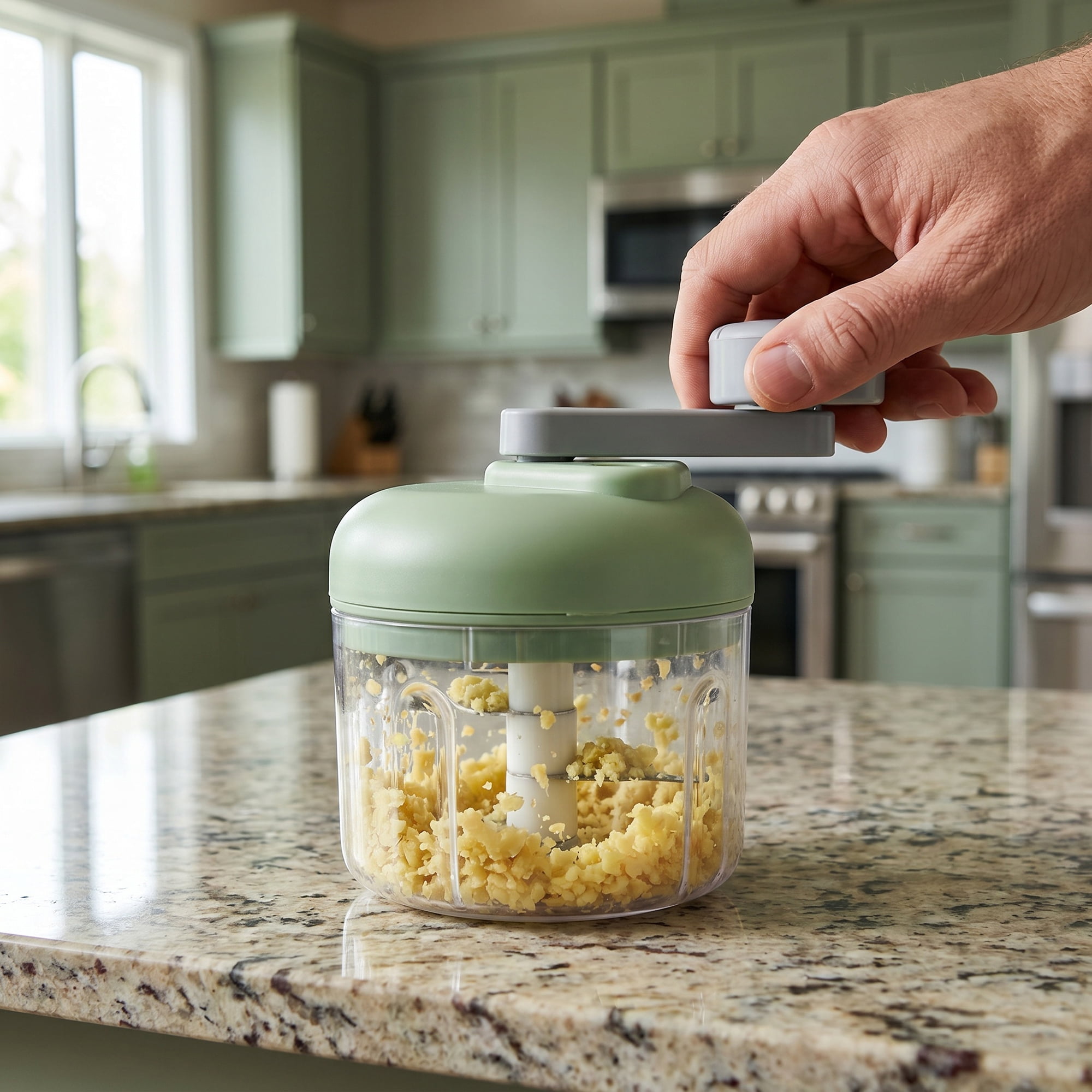 Unique Bargains Garlic Vegetable Chopper Food Processor Detachable Mini Grinder Green-3