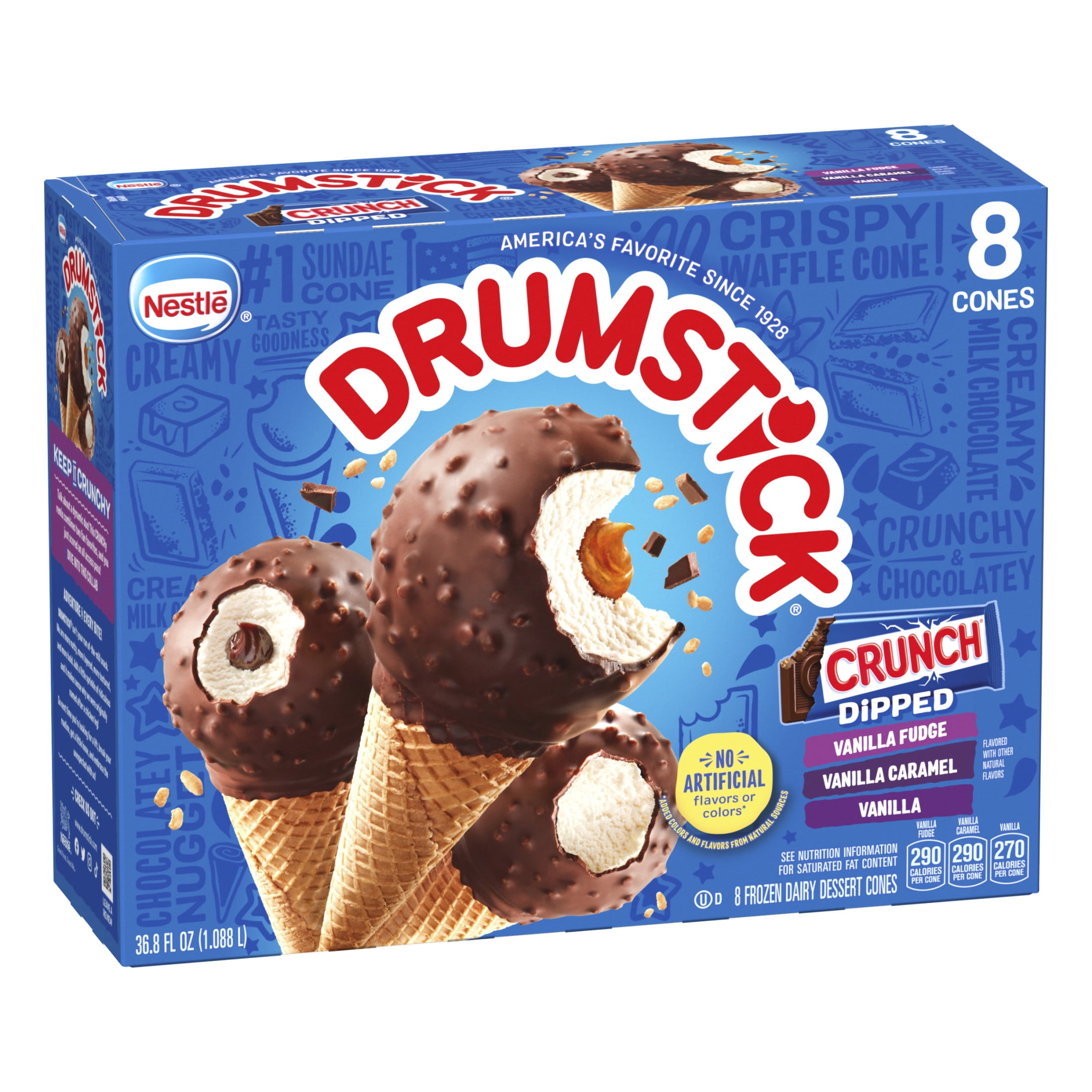 Drumstick Crunch Dipped Sundae Cones Variety Pack, Kosher, 8 Count
