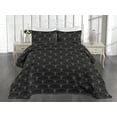 thumbnail image 2 of Ambesonne Neutral Quilted Coverlet 3 Pcs, Abstract Floral Geometric, King Size, Charcoal Grey White, 2 of 4