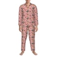 thumbnail image 3 of Salouo Retro 70s 60s Hippie Flower Print Button-Front Long Sleeve Pajama Set for Men, Soft 2Pjs Men's Long Sleeve Sleepwear-Large, 3 of 7
