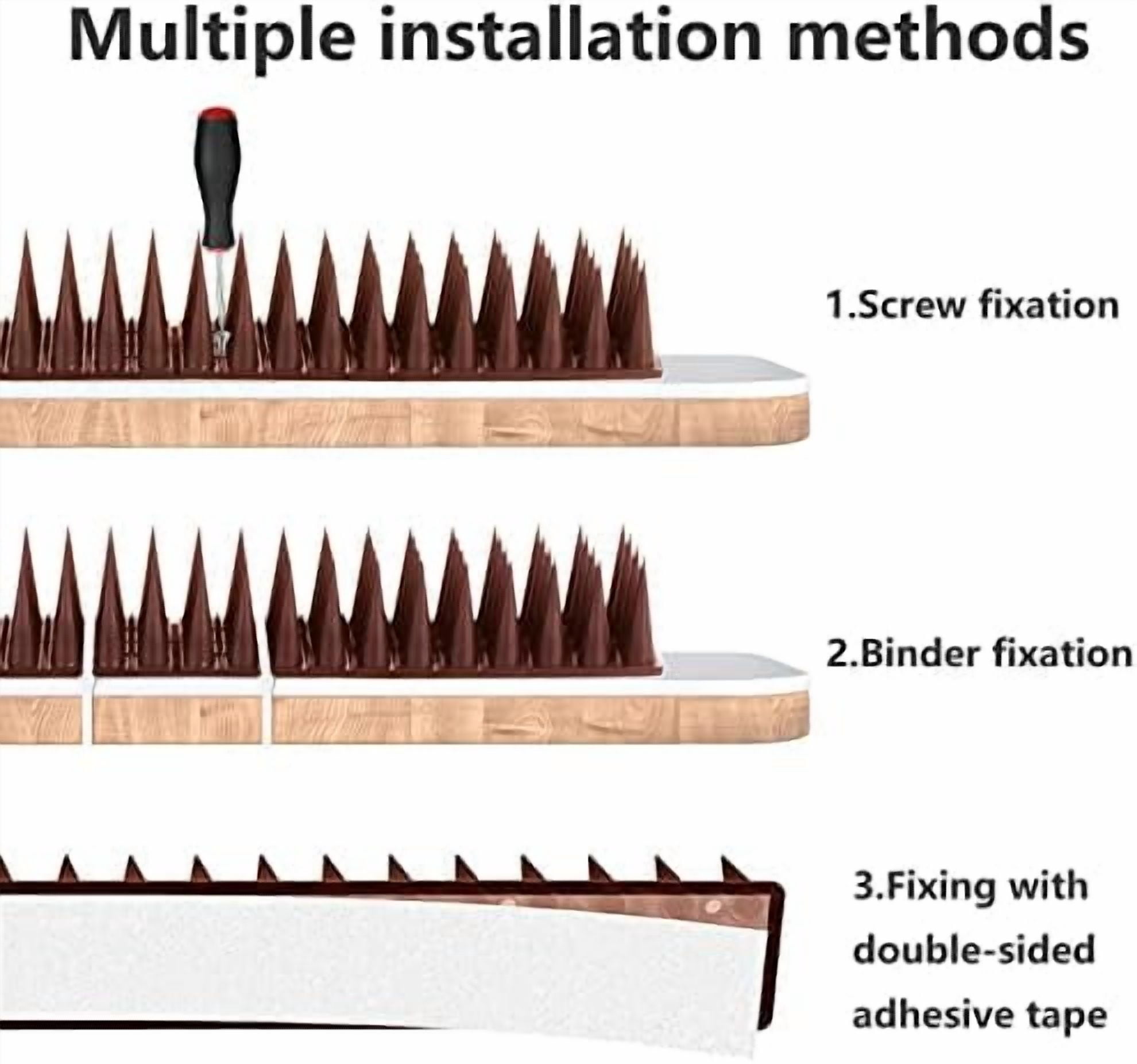 Bird Spikes, 20 Pack Bird Guard Spikes for Squirrel Cat Raccoon and Other Small Animals, Pigeon Spikes for Outdoor Fences and Roofs, Durable Plastic Bird Barrier Strips