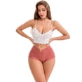 thumbnail image 4 of DARING DIVA Women's Lace Underwear Mid Waisted Hollow Out Briefs Panties XL Rust Red, 4 of 6