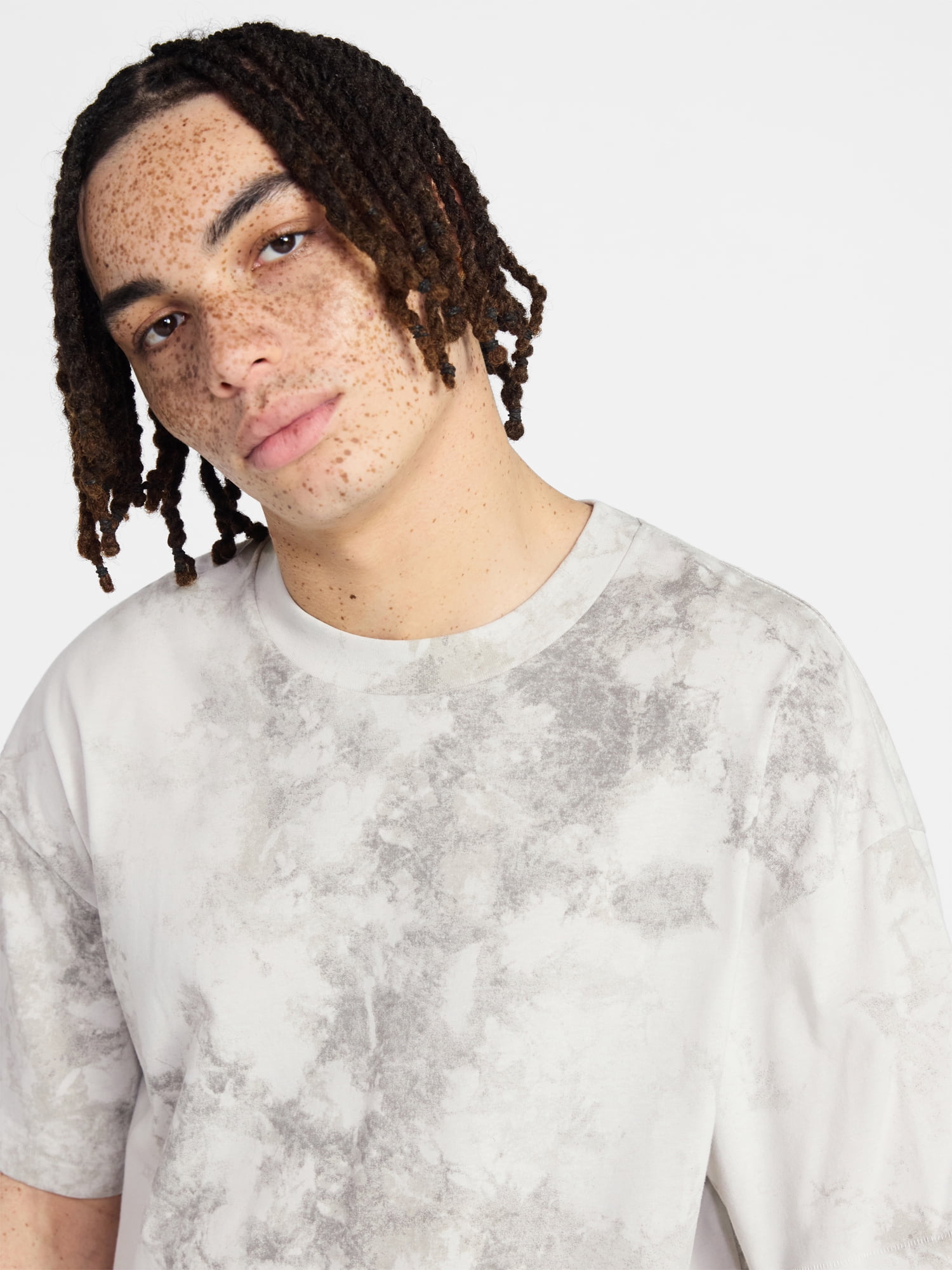 No Boundaries Men's Oversized Boxy Tee with Short Sleeves, XS-4XLT
