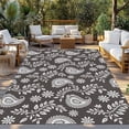 thumbnail image 2 of Grey Paisley Outdoor Rug for Patio/Deck/Porch, Non-Slip Large Area Rug 5 x 8 Ft, Ethnic Vintage Floral Botanical Abstract Indoor Outdoor Rugs Washable Area Rugs, Reversible Camping Rug Carpet Runner, 2 of 8