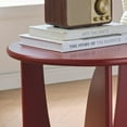 thumbnail image 5 of Kings Brand Furniture Theo Modern End Table – Round Wood Accent Table with Sculptural U-Shaped Base for Living Room, Bedroom, or Office (Red), 5 of 5