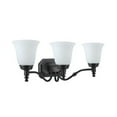 thumbnail image 4 of Aspen Creative 62022-1, Three-Light Metal Bathroom Vanity Wall Light Fixture, 23" Wide, Transitional Design in Oil Rubbed Bronze with Frosted Glass Shade, 4 of 6
