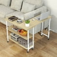 thumbnail image 2 of Costway 360° Rotatable Sofa Side Table L-shaped Laptop Desk Snack Table with Shelf Patented Natural, 2 of 10