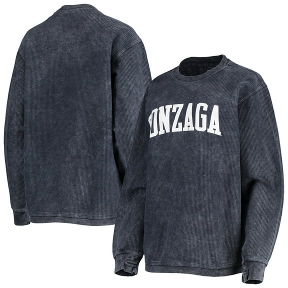 Women's Pressbox Navy Gonzaga Bulldogs Comfy Cord Vintage Wash Basic Arch Pullover Sweatshirt
