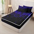 thumbnail image 2 of jejeloiu Purple Pixel Checkered Zipper Twin Comforter Sets with Fitted Sheet and 2 Pillowcases Kids,Modern Geometric Pattern Zipper Bedding Set For Boys,Reversible,4-Piece, 2 of 7