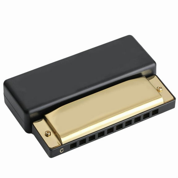 1 x 10 Hole Blues Harmonica-Gold