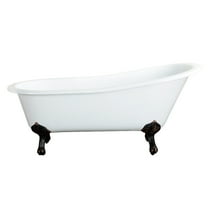 Aqua Eden VCTND673122ZB5 67-Inch Cast Iron Oval Single Slipper Clawfoot Tub (No Faucet Drillings) in White/Oil Rubbed Bronze
