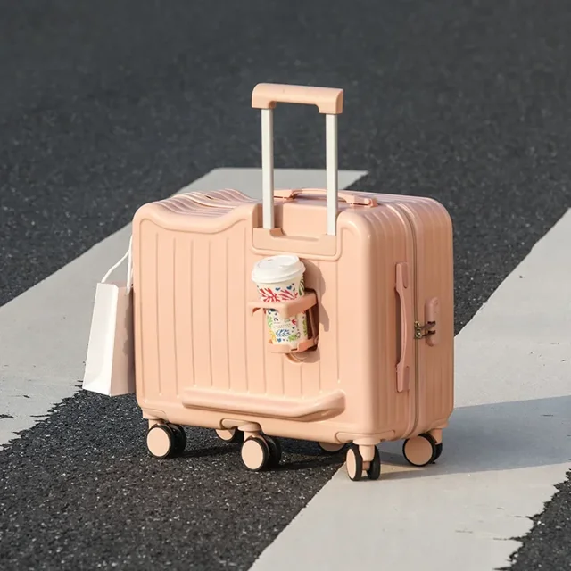 Maleta de viaje para niños, bolsa de equipaje con varilla de tracción de 22 pulgadas para niñas, bolsa de viaje para sentarse para bebés con asiento Utili para niños, bolsa de mano para niños