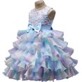 thumbnail image 2 of Little Girl Flower Rainbow Princess Tutu Dress Ruffle Tulle Wedding Birthday Pageant Party Formal Ball Gown, 2 of 6