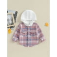 thumbnail image 2 of Bagilaanoe Baby Boys Fall Hooded Shirt Jacket Toddler Plaid Long Sleeve Single-Breasted Shacket 6M 12M 18M 24M 3T 4T Kids Autumn Casual Outwear, 2 of 9