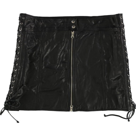 McQ Womens Lace-Up A-line Falda, Negro, 14