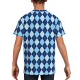 thumbnail image 5 of Wukai Blue Squares Youth Unisex Short Sleeve T-Shirt for Boys, Girls, Teens, and Kids-X-Small, 5 of 7