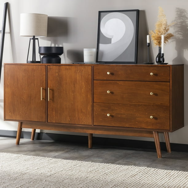Mid Century Modern 3-Drawer and 2-Door Walnut Sideboard by Manor Park ...