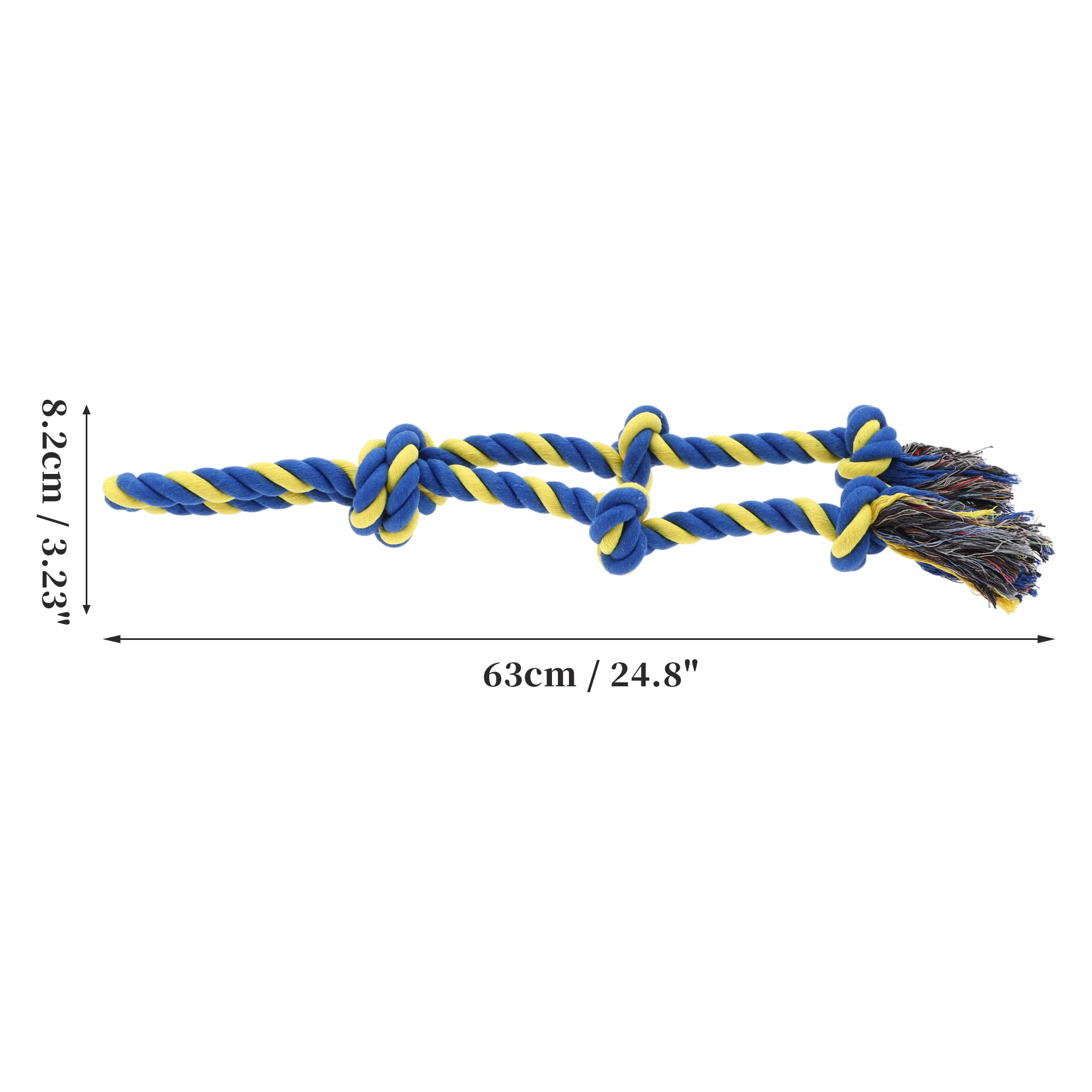 Unique Bargains Knots Shape Durable Braided Cotton Dog Chew Rope Blue Yellow