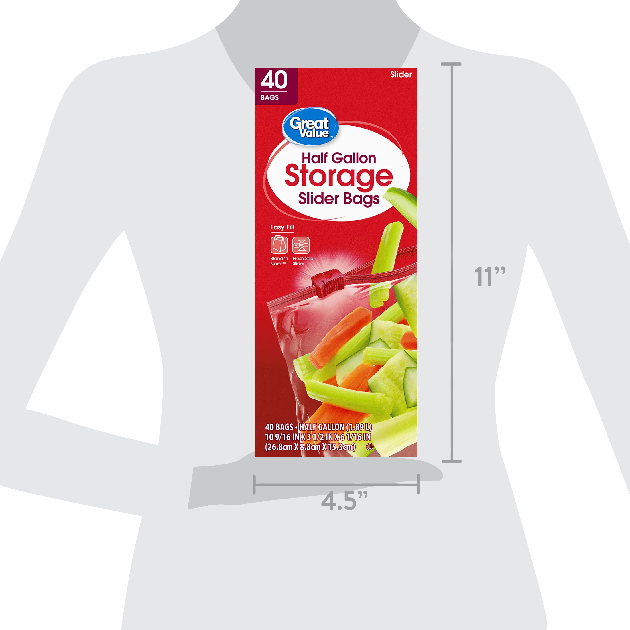 Great Value Half Gallon Slider Bags, 40 Count - image 5 of 6