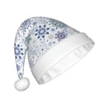 thumbnail image 2 of Haiem Retro ice blue snowflakes Pattern Santa Hat Confortable Velvet Christmas Hat for Christmas Party Favors Fit for Adults Men Women, 2 of 6