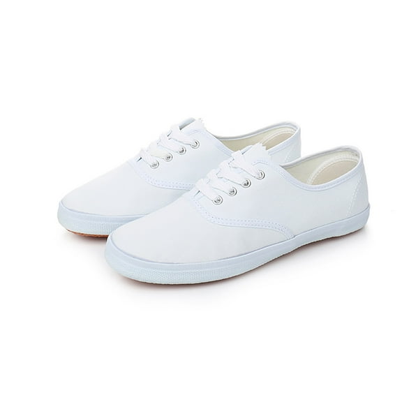AUDeals Unisex Low Top Canvas Shoes - Breathable Casual Sneakers with Rubber Sole for Walking, Travel and Daily Use (White, 6)