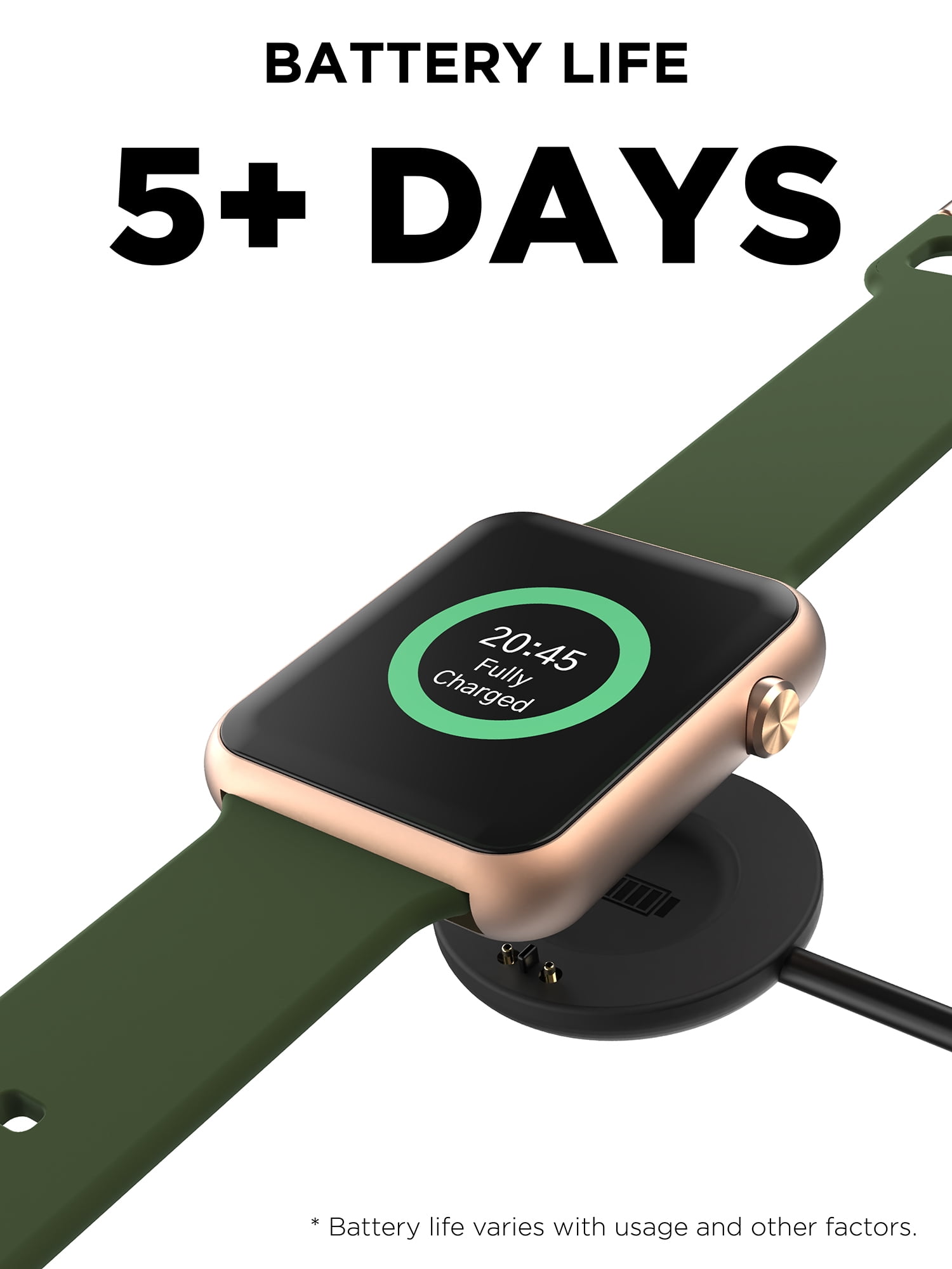 iTech Fusion 3 Unisex Adult Rectangular Smart Watch, Green, Silicone Strap